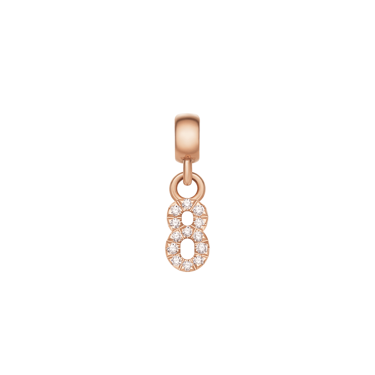 Crystal Number Charm Rose Gold