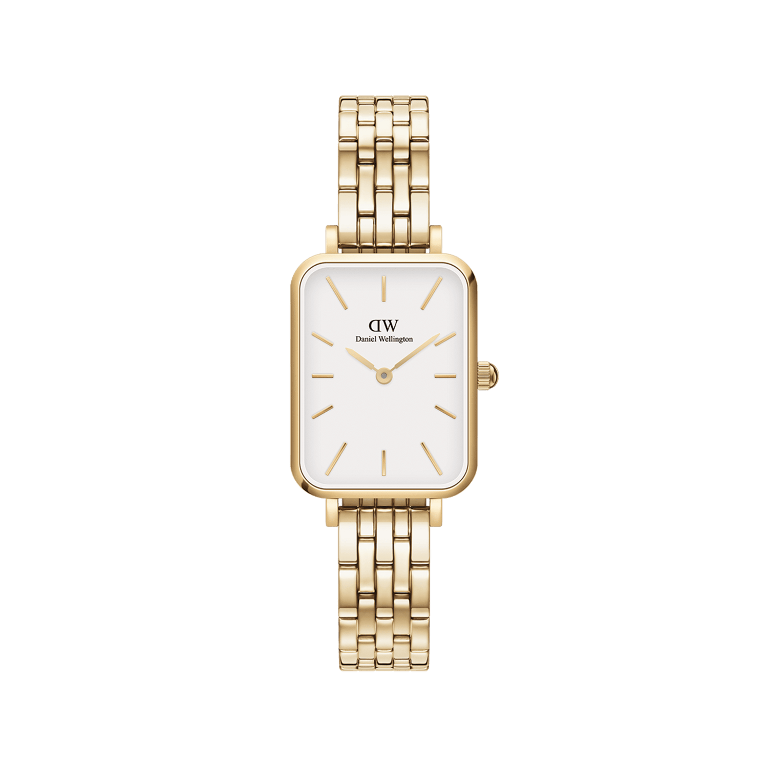 Quadro 5-Link Women's gold watch with white dial| DW