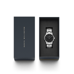 Iconic Link - Silver watch with Black dial 36mm | DW